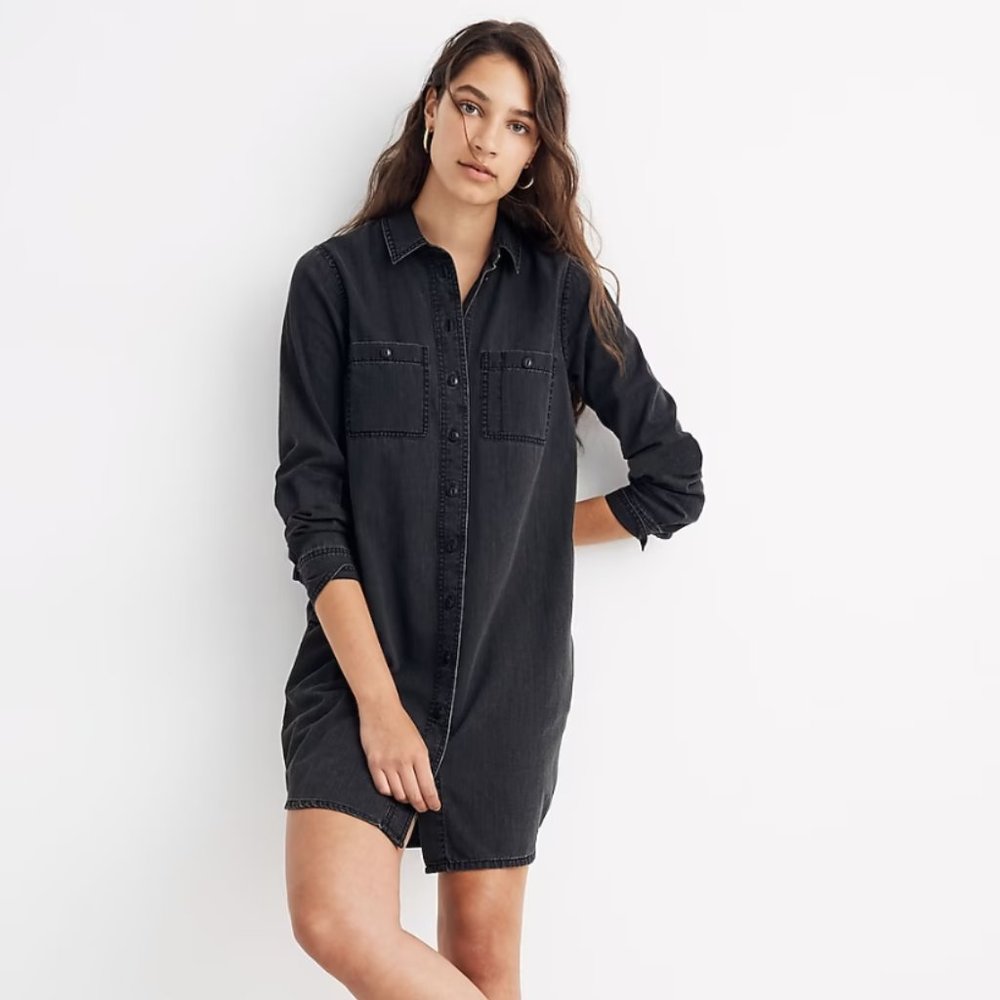 Madewell Black Denim Shirtdress NWT